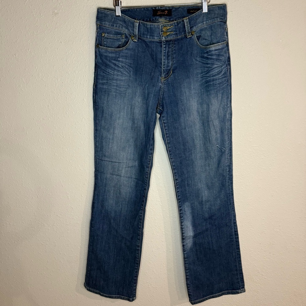 Seven 7 Bootcut Jeans Distressing Midrise Medium Wash Denim Women’s Size 10